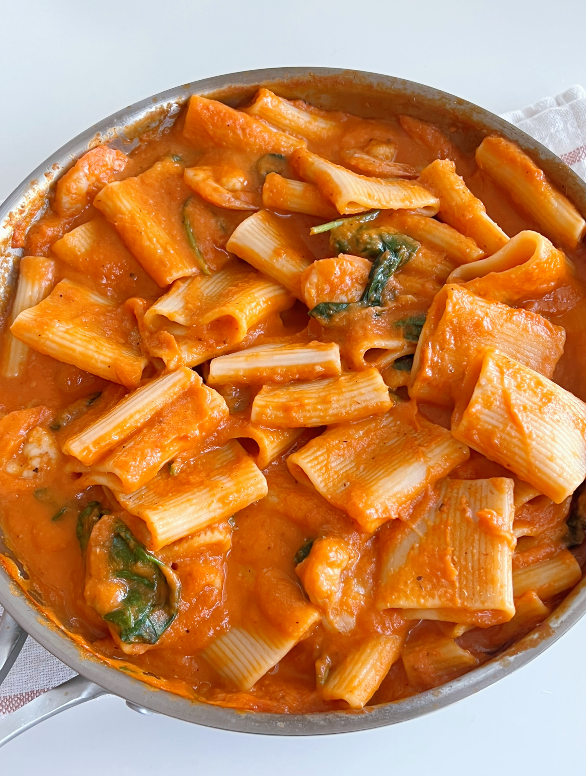 Roasted Red Pepper Pasta with Shrimp