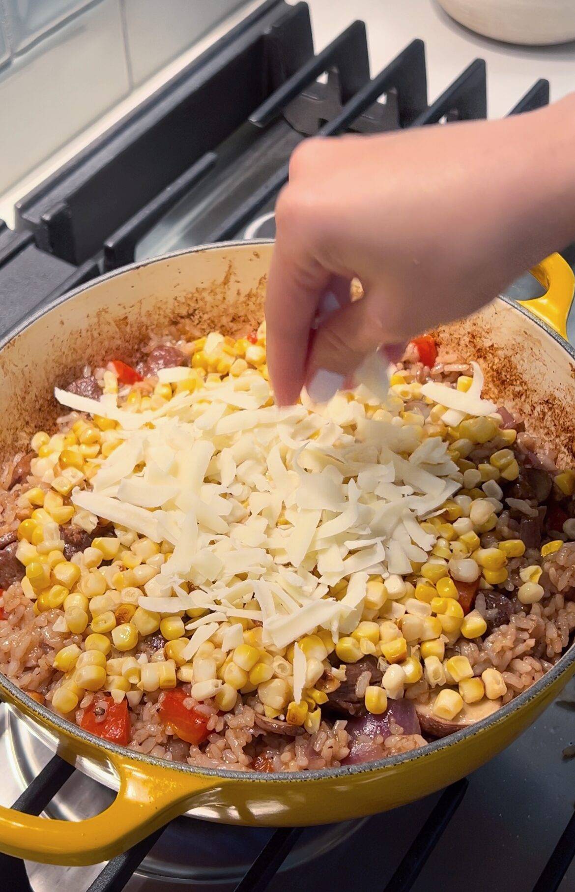 One-Pan Cheesy Steak and Corn Fried Rice