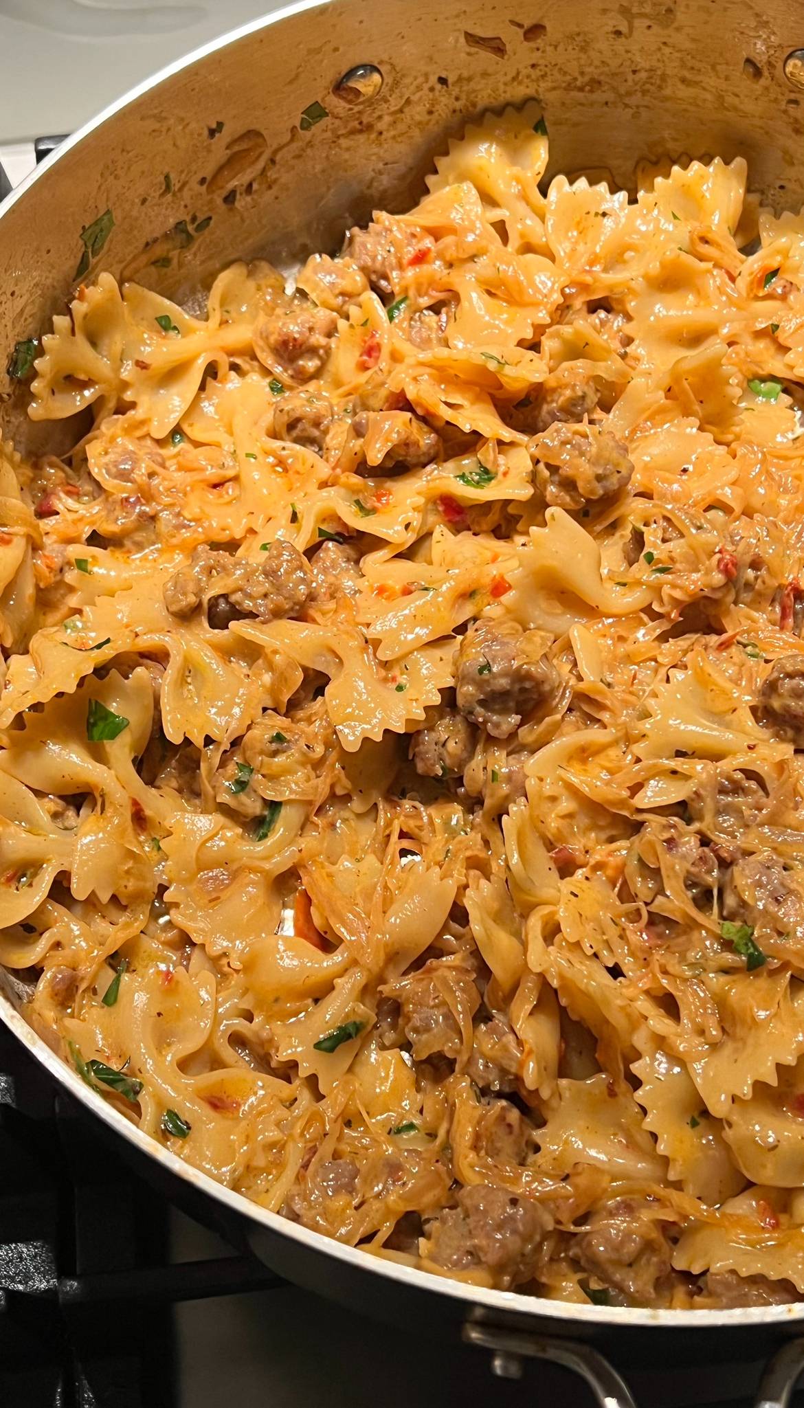 Caramelized Onions & Italian Sausage Pasta