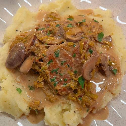 Creamy Pork Tenderloin with Mushroom and Leek