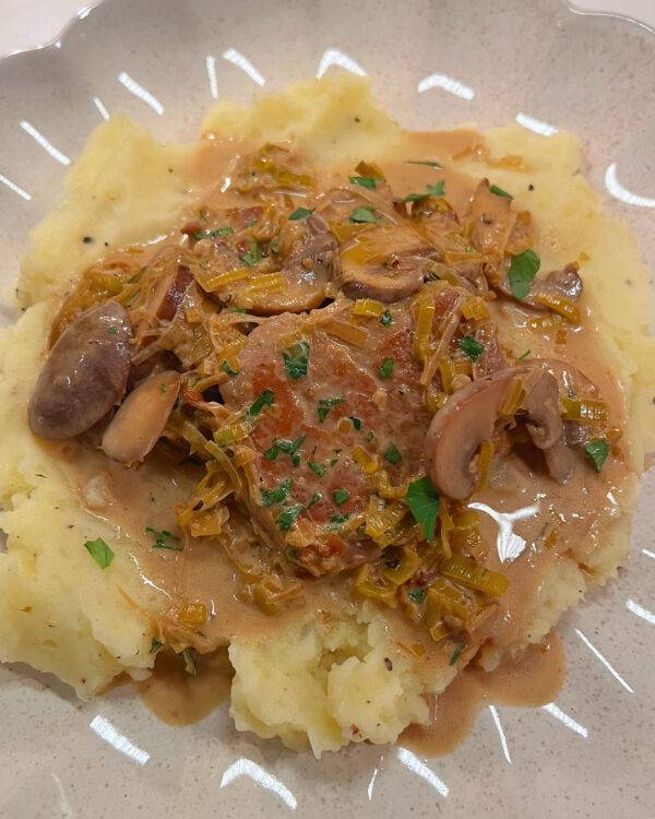 Creamy Pork Tenderloin with Mushroom and Leek