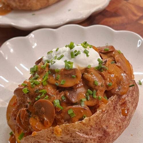 Creamy Chicken and Mushroom Jacket Potatoes