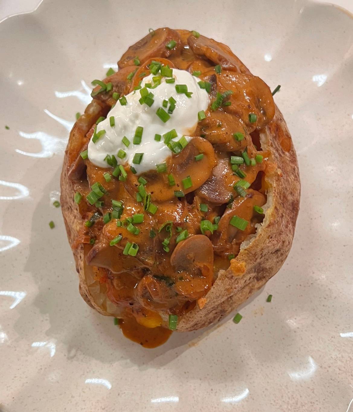 Creamy Chicken and Mushroom Loaded Potatoes