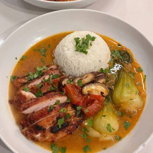 Tom Yum Brothy Rice with Chicken