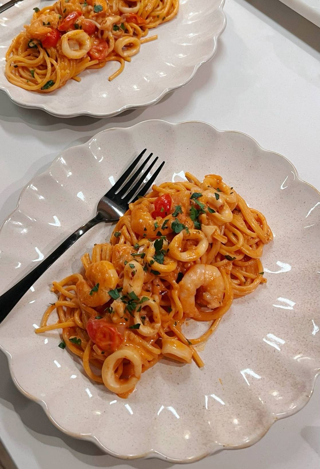 Creamy Gochujang Seafood Pasta