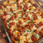 Cheesy Leek Stuffed Shells with Sausage Marinara