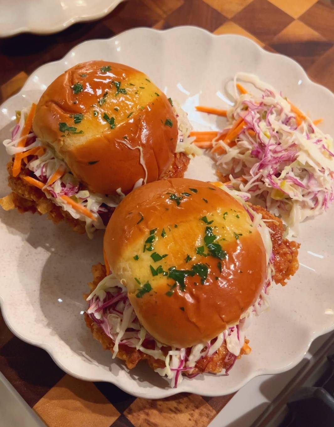 Hot Honey Ranch Chicken Sliders with Dill Pickle Slaw