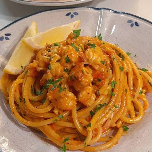 Lemon Harissa Lobster Bucatini with Fennel