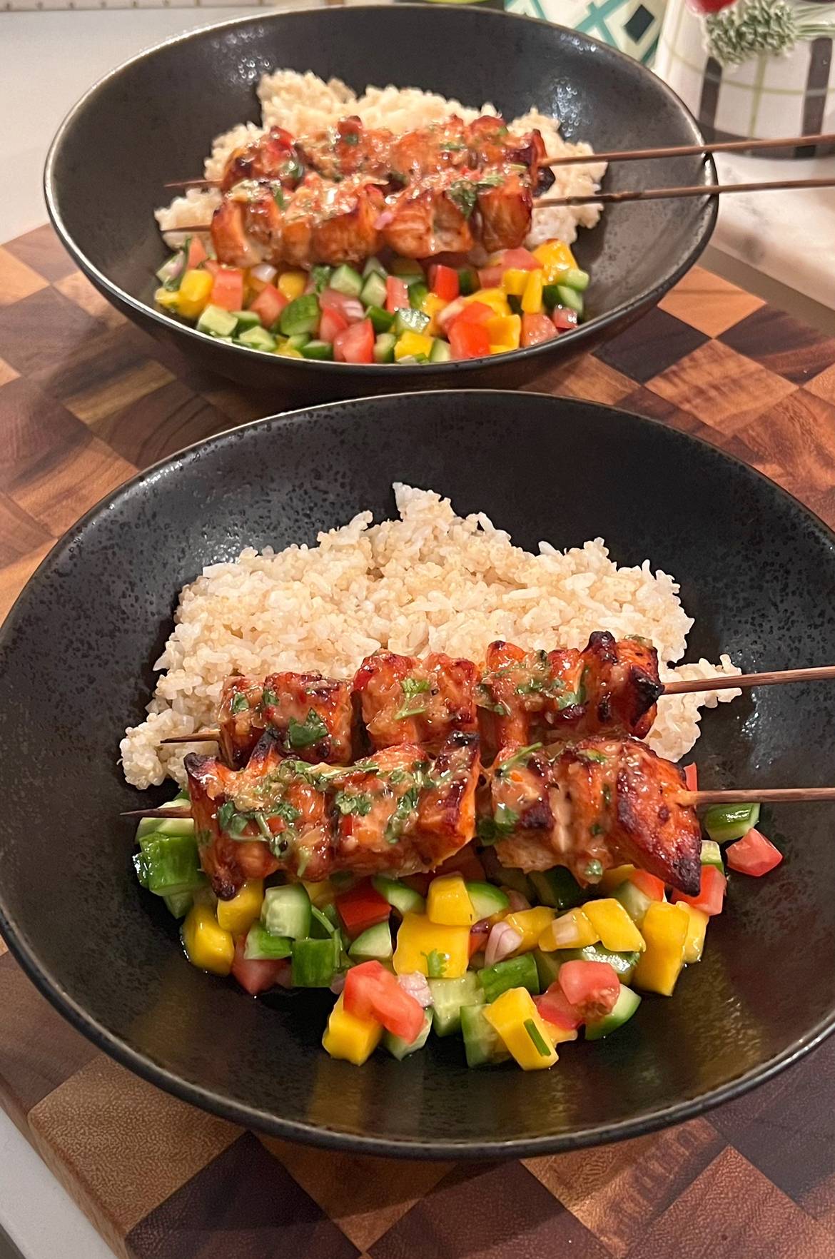 Air Fryer Sweet Chili Lime Salmon Skewers