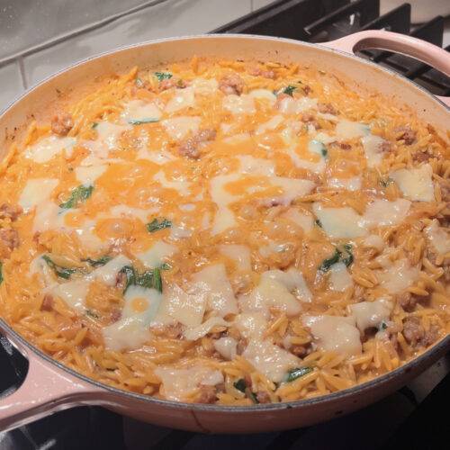 One-Pan Creamy French Onion & Sausage Orzo