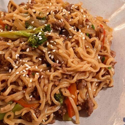 Mongolian Ground Beef Noodles